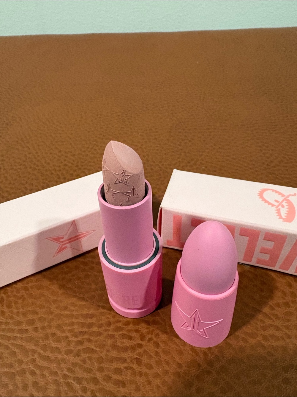Jeffree Star Pink Nude Lipstick - Soft Pink Case, Embossed Stars